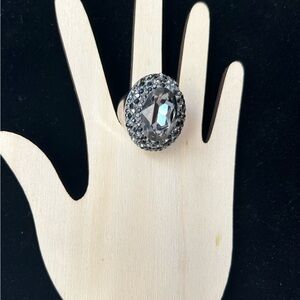 Black crystal statement ring